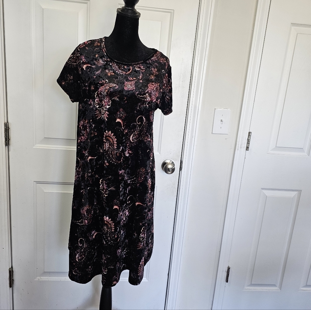 Poof! Black Paisley Print Burnt Velvet Dark Fairycore Size XL Whimsigoth {Box20}